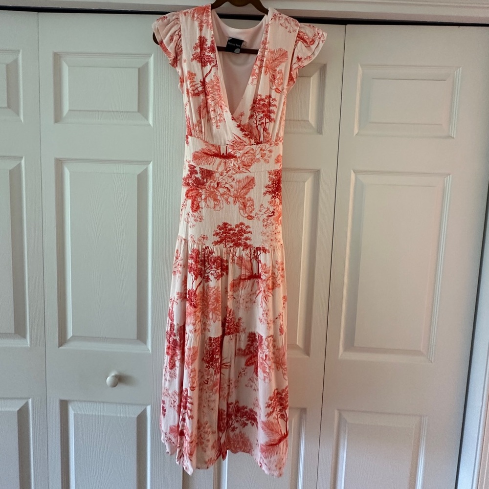 Maison Tara Red and White Floral Maxi Dress